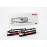 Marklin HO Gauge 3-Rail New Haven Units, comprising two 'A' units, unboxed, in New Haven black/