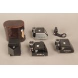 Nikon F Viewfinders, a black Tn head, black and chrome Ftn heads, a cased black action finder, a