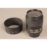 A Nikon AF-S 60mm Micro Lens, F2.8G ED Version with hood
