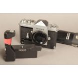 A Nikon F Chrome Body with F36 Motor Drive, with plain prism finder, cordless battery pack and