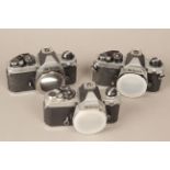 Nikon FM Camera Bodies, an Fm with 2 FM2 chrome bodies,