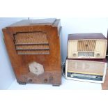 Radios, McMichael Radio Ltd model 362 wooden feature radio, Ekco model U332 and a Grundig type