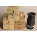 Nikon Zoom Lenses, a 35-105 F3.5-4.5, a 43-86 F3.5 both boxed, with two 75-150 F3.5 E series, one
