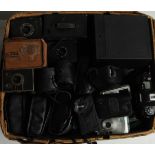 A large quantity of cameras, box cameras, Diadem Box no 2, Portrait Brownie etc together with