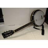 Banjo, Aria SB10G guitarjo/Banjitar 6 string in good condition with soft case.