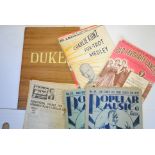 Music ephemera, Duke Ellington scrap book, approximately a dozen Melody Makers from 1945, a score