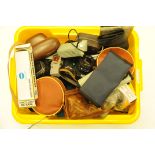 A collection of camera related accessories, to include cables, filters, cases etc (two boxes)