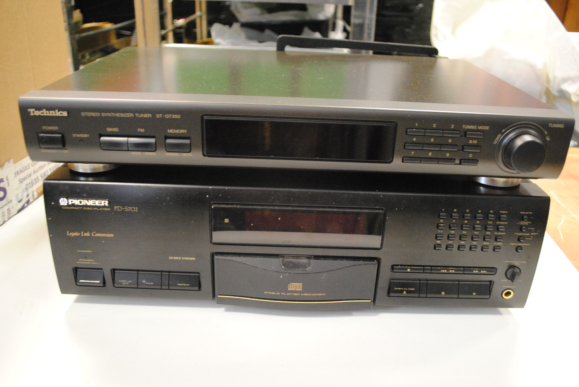 CD Player and Tuner, Technics stereo synthesizer tuner and Pioneer CD player PD-S702 untested