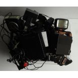 Flash units, Metz, battery holders, accessories etc (two boxes)
