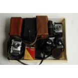 A box of cameras, to include box and vintage cameras, compact examples etc