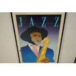 Jazz poster, Waller Press San Francisco July 1981 framed and glazed 18.5" x 30.5"