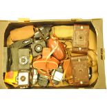 A collection of bakelite cameras, to include Kodak, Purma Special, Falcon miniature, folding