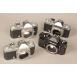 Nikkormat Camera Bodies, an FT3 Chrome with 3 FT2 models, one black (4)