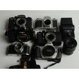 Camera bodies, to include Pentax, Praktica etc