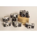 35mm Cameras, a boxed Edixa-Mat with Zeiss, Exakta, Diax, Bolsey and Wittnauer models (6)