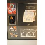 Led Zeppelin, four mounted colour photographs of individual band members and one B/W of band