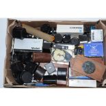 Camera accessories, to include lenses, extension tubes, lantern slides, flash units etc