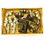 A collection of 35mm camera bodies, to include Canon, Nikon, Praktica and other examples