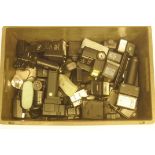 A collection of flash units, camera accessories etc (two boxes)