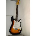 Guitar, Squier Strat by Fender Affinity electric generally good condition with soft case.