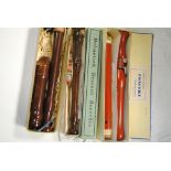 Recorders, Schott's wooden concert tenor, treble recorder and a Dolmetsch descant