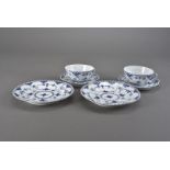 A six setting Royal Copenhagen blue and white porcelain tea set, having Full Lace pattern,