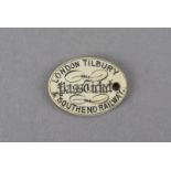 A 19th London Tilbury & Southend Railway 'Pass Ticket', the oval ivory plaque with one end