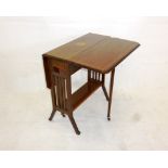 An Edwardian mahogany Sutherland table, with fan paterae and satinwood banding 61 cm x 23 cm x 63 cm