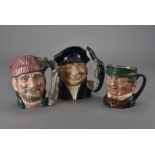 A collection of Royal Doulton character jugs, including Lobster Man, Lumberjack, North American