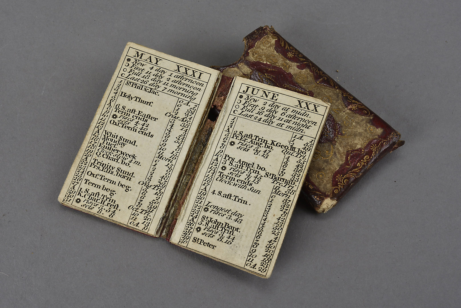 A copy of 'London Almanac for the year 1780', leather bound with gilt tooling in matched slip in