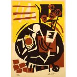20th century limited edition screen print, abstract still life, signed to lower right Fedele,
