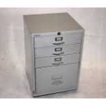 A modern grey metal filing case, having four drawers, 47 cm square