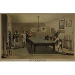 After E.F. Lambert, engraved by G Hunt, coloured aquatint Published 1827 'Billiards' 24 cm x 39