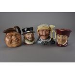 A collection of Royal Doulton character jugs, including a graduated set of four Cardinal jugs and