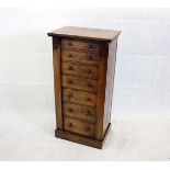 A William IV walnut wellington chest, seven graduated drawers, plinth base, with leaf top