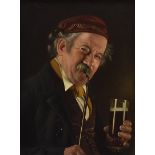 Fritz Wagner (German 1896-1939), oil on panel portrait of an elderly gentleman with glass of beer