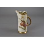 A Worcester blush ivory porcelain jug, late 19th century with floral sprays 19 cm H