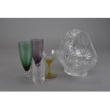 A collection of glass and lead crystal, including a pair of Victorian diamond jubilee glass beakers,