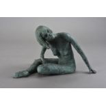 An English school, 20th Century bronze, depicting a seated female nude, apparently unsigned, 32