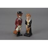 A Royal Doulton fox figure, modelled as a huntsman, together with David Copperfield figure 12 cm H