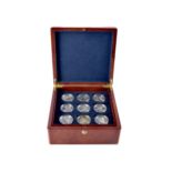 A Royal Mail The Golden Age of Steam part Silver Proof set, the wooden fitted case with two lift out