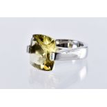 A large modern Italian silver and citrine cocktail dress ring by Pianegonda, size O, hallmarked