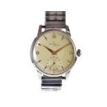 A vintage Zenith Porto stainless steel gentleman's wristwatch, part numbered and baton dial with