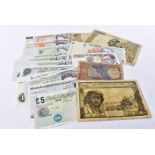 A collection of twenty British bank notes and other world bank notes, including 12 Somerset one