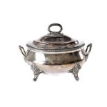 A nice Victorian or later silver plated tureen, oval, on four supports (2)
