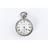 A George V period silver open faced pocket watch by Chaples Shapland, appears to run, in tooled