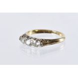 A Victorian five stone diamond engagement ring, the graduating old cuts in an 18ct marked ring, 3.2g