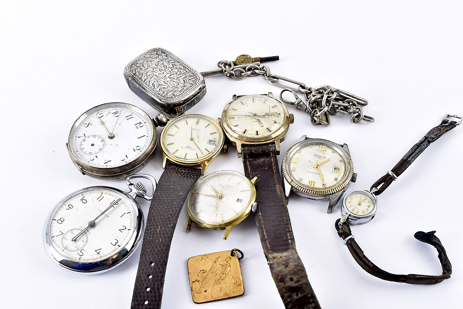 Seven various watches, including a Victorian silver open faced pocket, AF, together with a silver