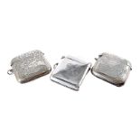 Three Victorian and later silver vesta cases, one plain with initials and two with engraved