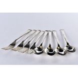 A nice Art Deco silver canteen of cutlery by RWR, dated London 1937, comprising eight dinner and